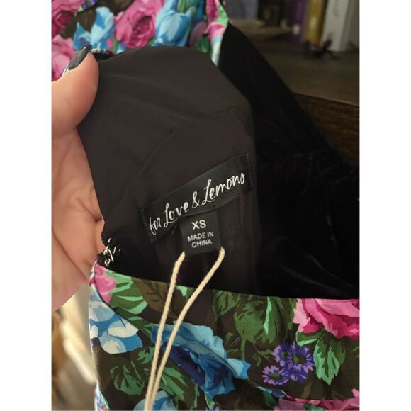 NWT For Love and Lemons Marley Black Floral Mini Dress Size XS $250 MSRP - Picture 7 of 10
